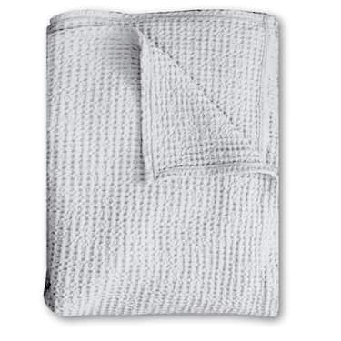 140 x 200 cm waffle piqué lightweight polycotton bedspread in the color light grey