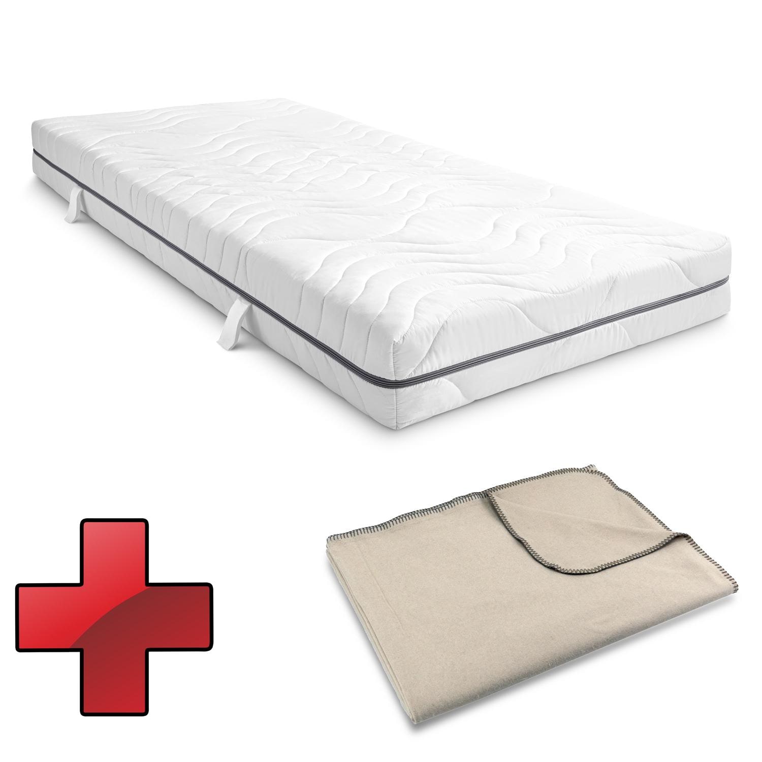 Βισκοελαστικό στρώμα Sleezzz Smart 7 ζωνών 90 x 200 cm, ύψος 18 cm, επίπεδο σκληρότητας H3 με αφρό μνήμης αέρα + άνετη κουβέρτα Sleezzz® Smart 140 x 200 cm