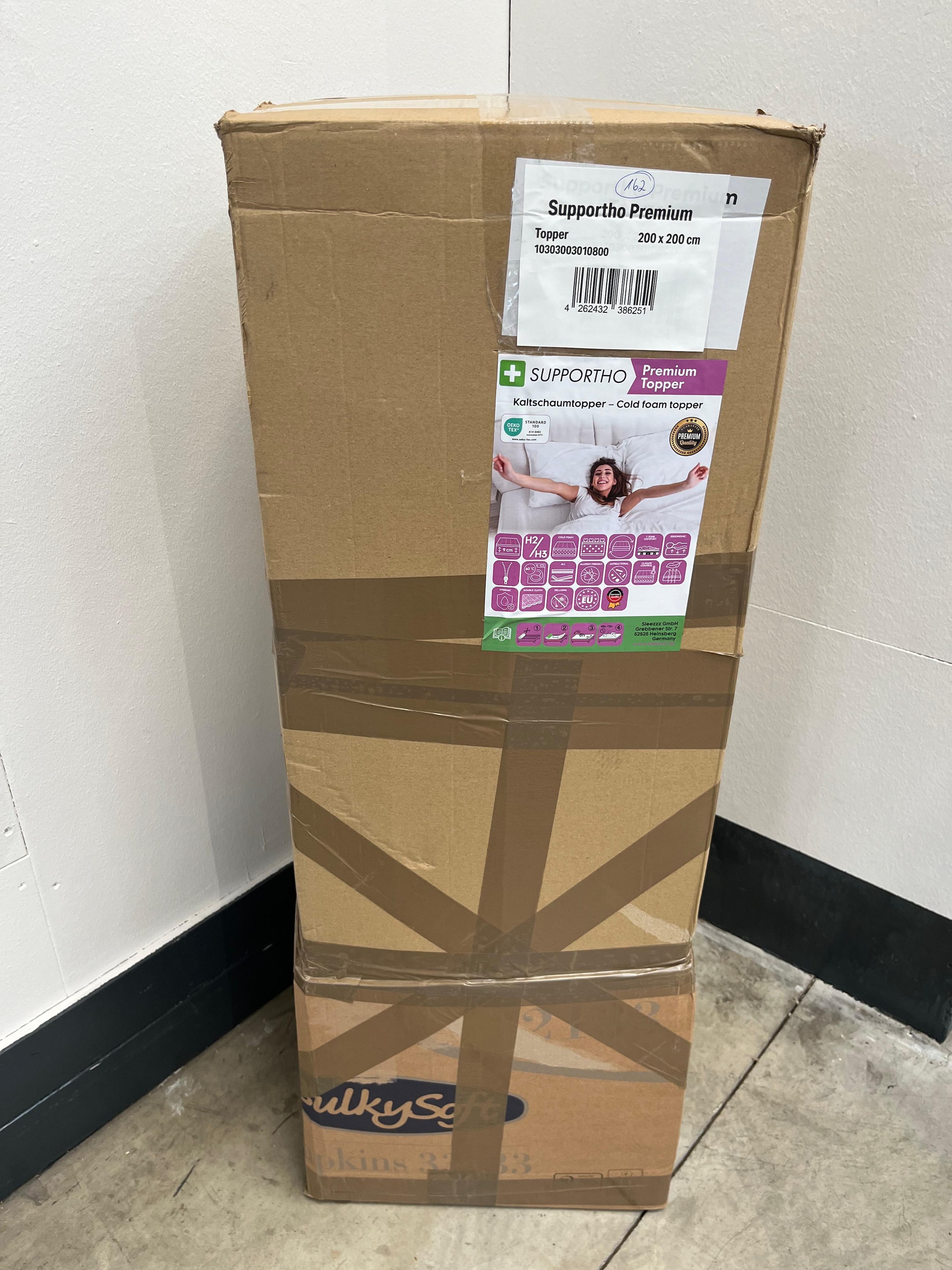 Online-Retoure Kaltschaumtopper Supportho Premium Topper 200 x 200 cm H3, Höhe 9 cm, Härtegrad H3 mit antibakteriellem Bezug