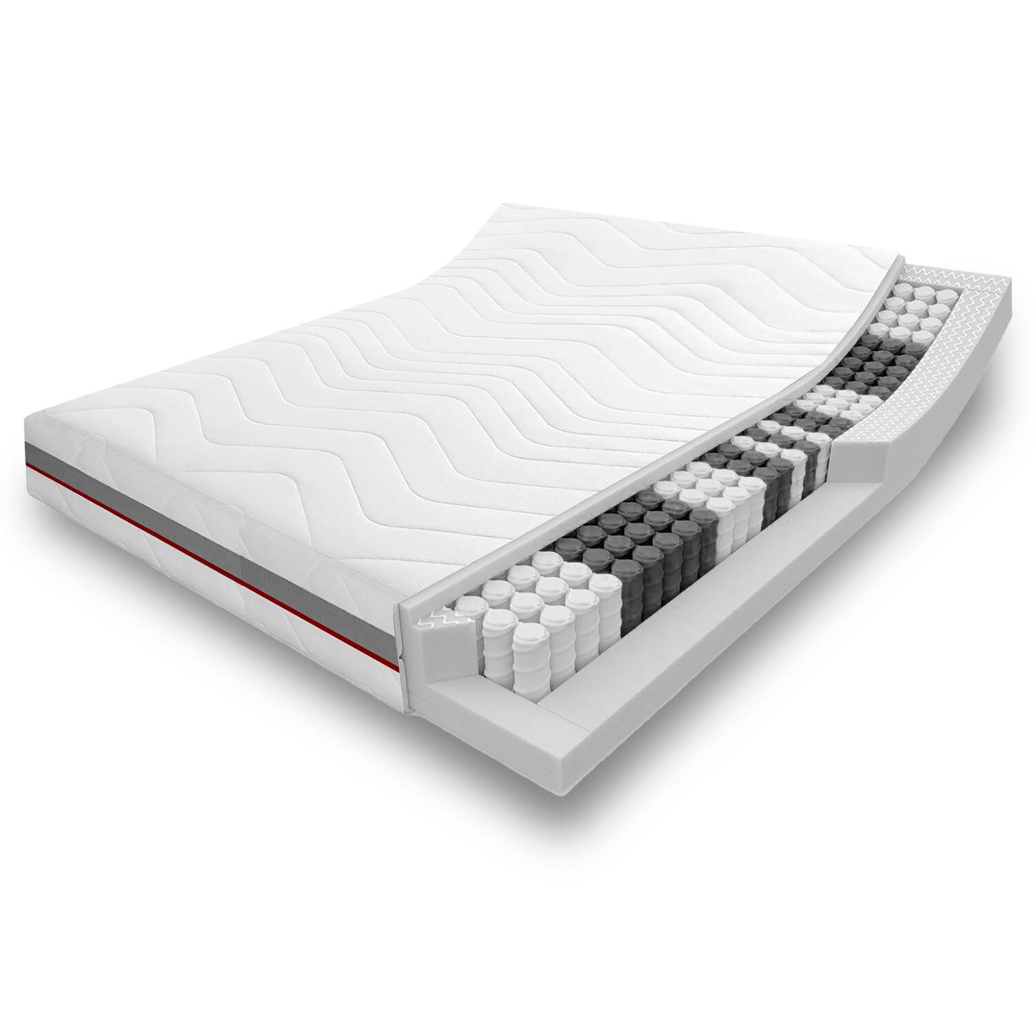 Online-Retoure 7 Zonen Taschenfederkernmatratze Sleezzz Premium 160 x 200 cm, Höhe 23 cm, Härtegrad H2/H3