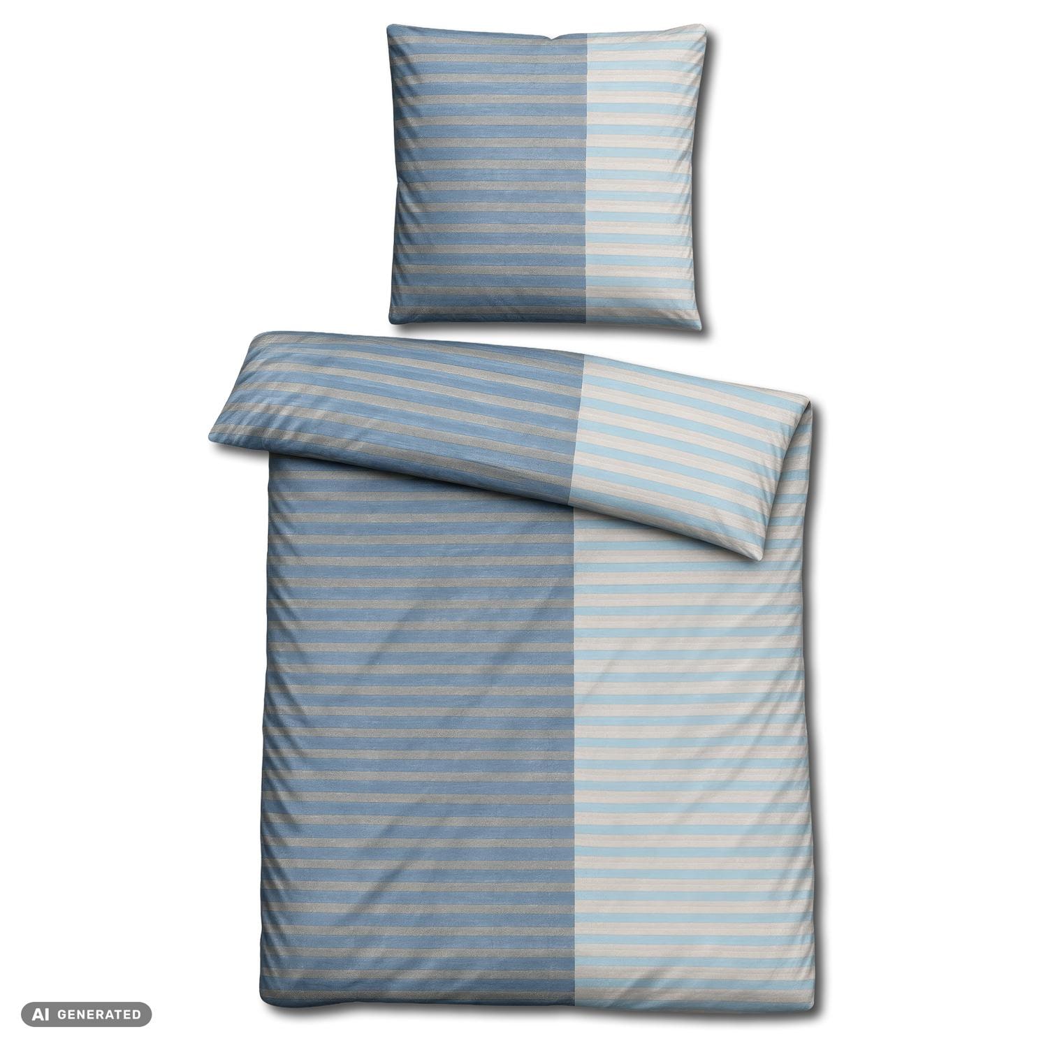 CloudComfort Renforcé Bedding, Gray/Blue Striped, 135 x 200 + 80 x 80 cm