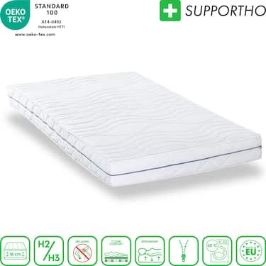 Εργονομικό στρώμα 160x200 cm 7 ζωνών Supportho Premium ύψος 18 cm, επίπεδο σκληρότητας H2/H3 + 2 x σετ κρεβατιού με μικροΐνες CloudComfort Basic 135 x 200 cm + 80 x 80 cm