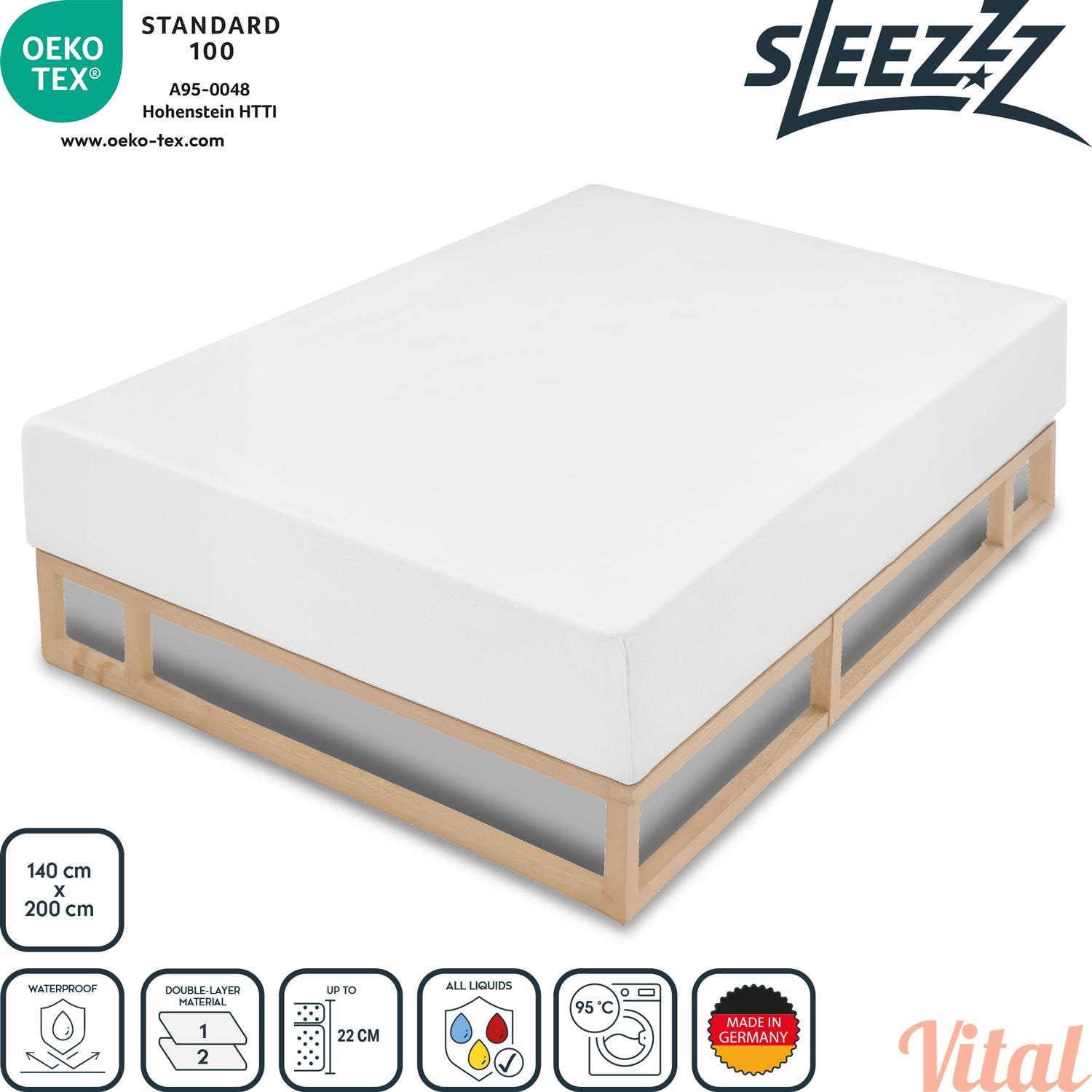 Sleezzz Vital wasserdichtes Molton Spannbettlaken mit antibakterieller Silber Veredelung 140 x 200 cm Doppelpack