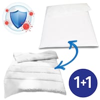 155 x 220 cm Mikrofaser Ganzjahres-Steppbettdecke, Füllgewicht: ca. 900 g, extra leicht + Setex Bettdeckenbezug für Allergiker, Encasing mit Evolon® Vlies 155 x 220 cm