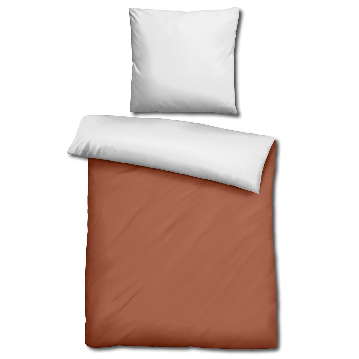 Sleezzz® Renforcé reversible bed linen brown/white 135 x 200 + 80 x 80 cm