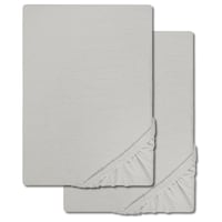 Embalagem dupla CloudComfort Basic lençol com elástico jersey cinzento prateado 90 x 190 - 100 x 200 cm (2 peças)