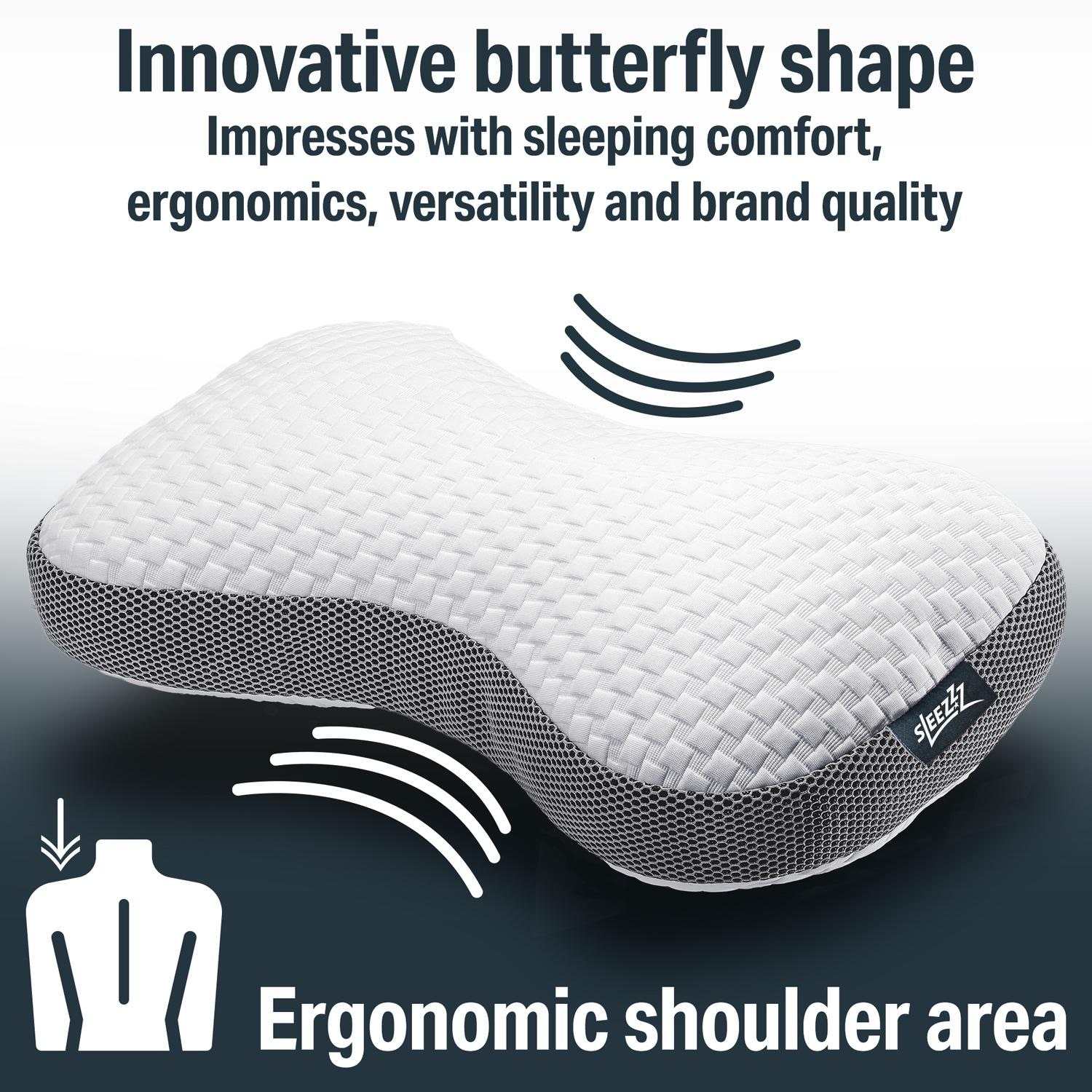 Sleezzz premium viscoelastic contour cushion butterfly 36 x 60 cm with skin-friendly double cloth cover