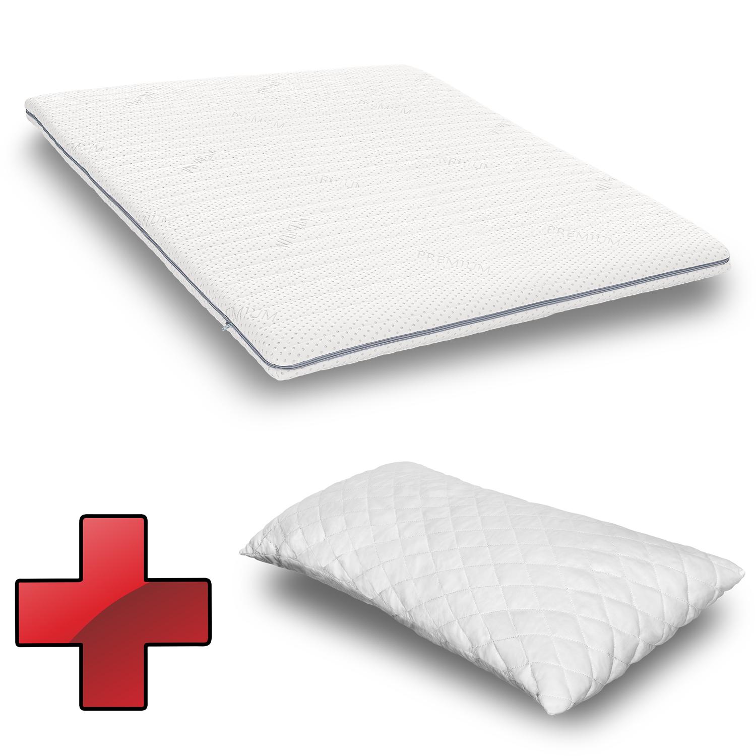 Supportho Premium topper 120 x 200 cm H3 + CloudComfort Basic gel-flake pillow 40 x 80 cm