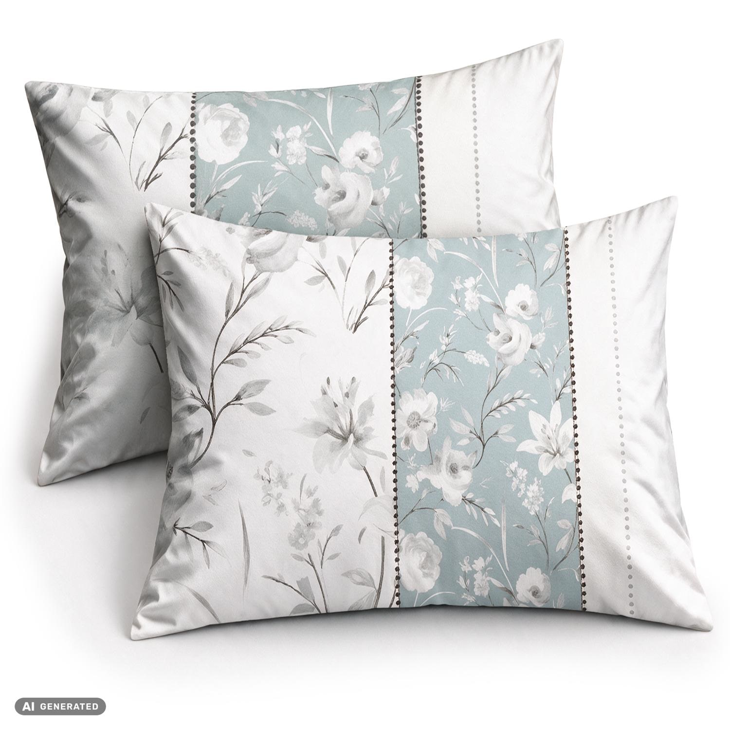 CloudComfort Basic - Fronha de algodão azul-claro/branco, conjunto de 2, 70 x 90 cm