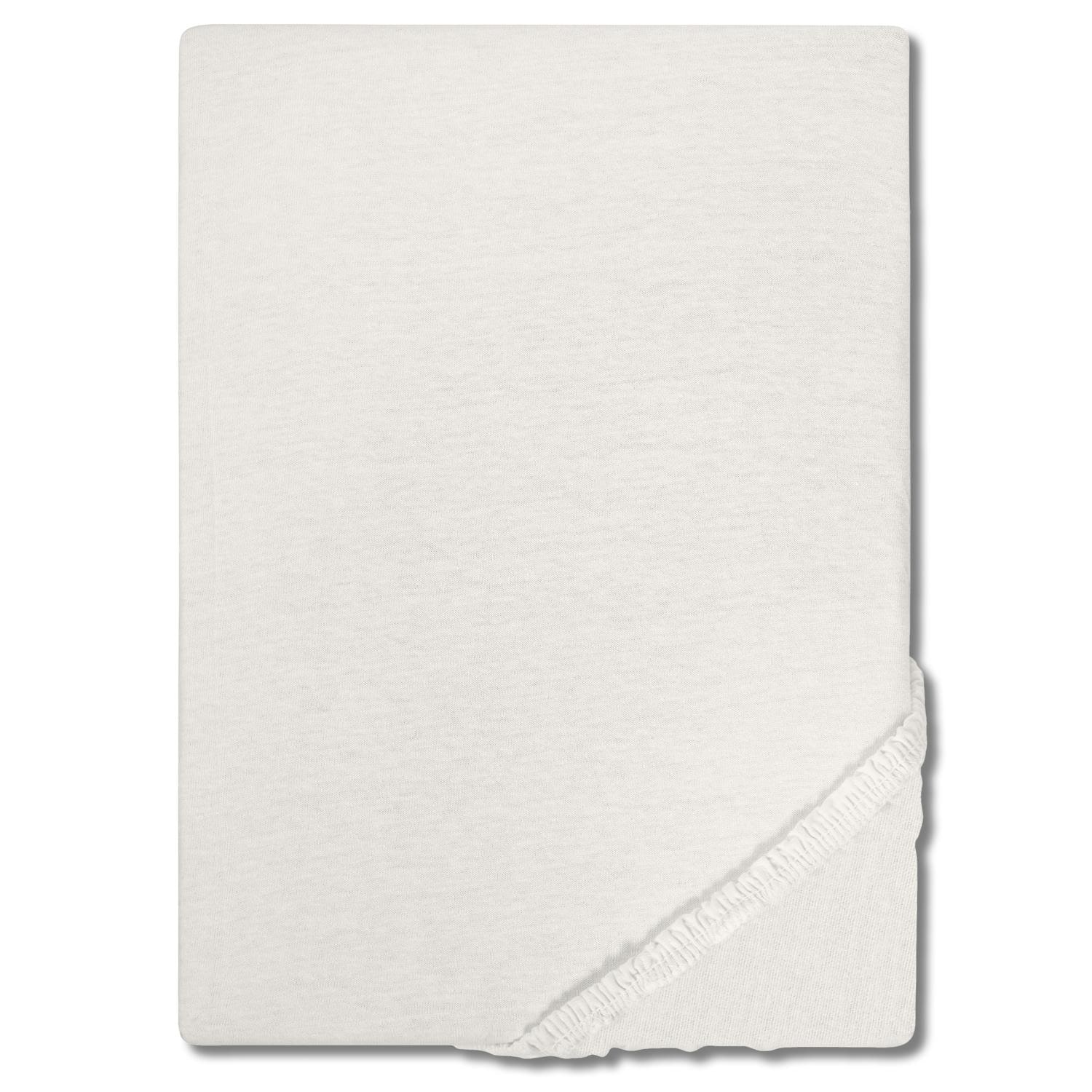 Set of 4 Castell Jersey Cotton Fitted Sheets, White, 140 x 190 - 150 x 200 cm