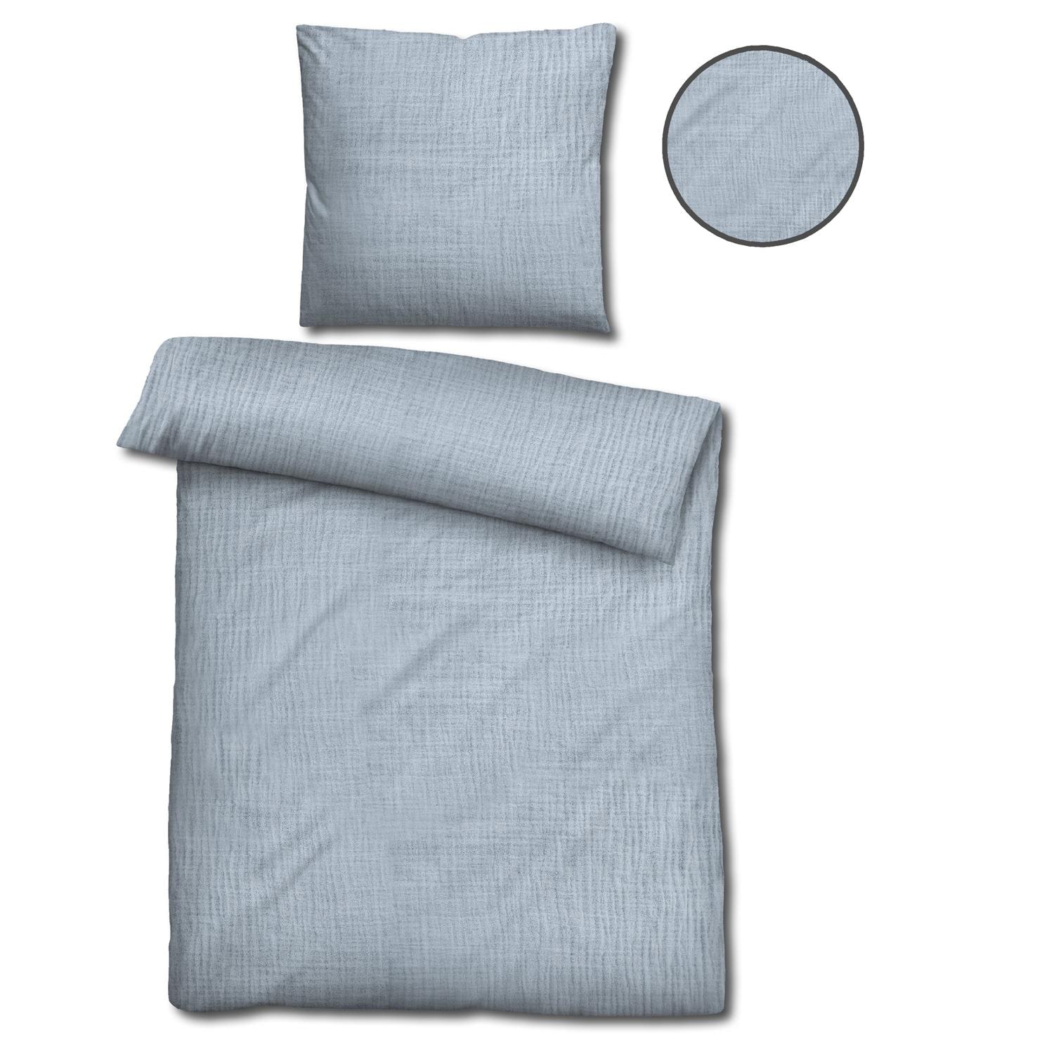 Set dublu de lenjerie de pat din muselină Sleezzz® albastră 155 x 220 cm + 80 x 80 cm