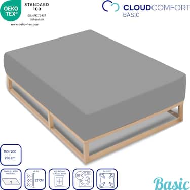 Sett med 4 stkCloudComfort Basic-spannlaken jersey stretch sølvgrå 180 x 190 - 200 x 200 cm (4 stk)