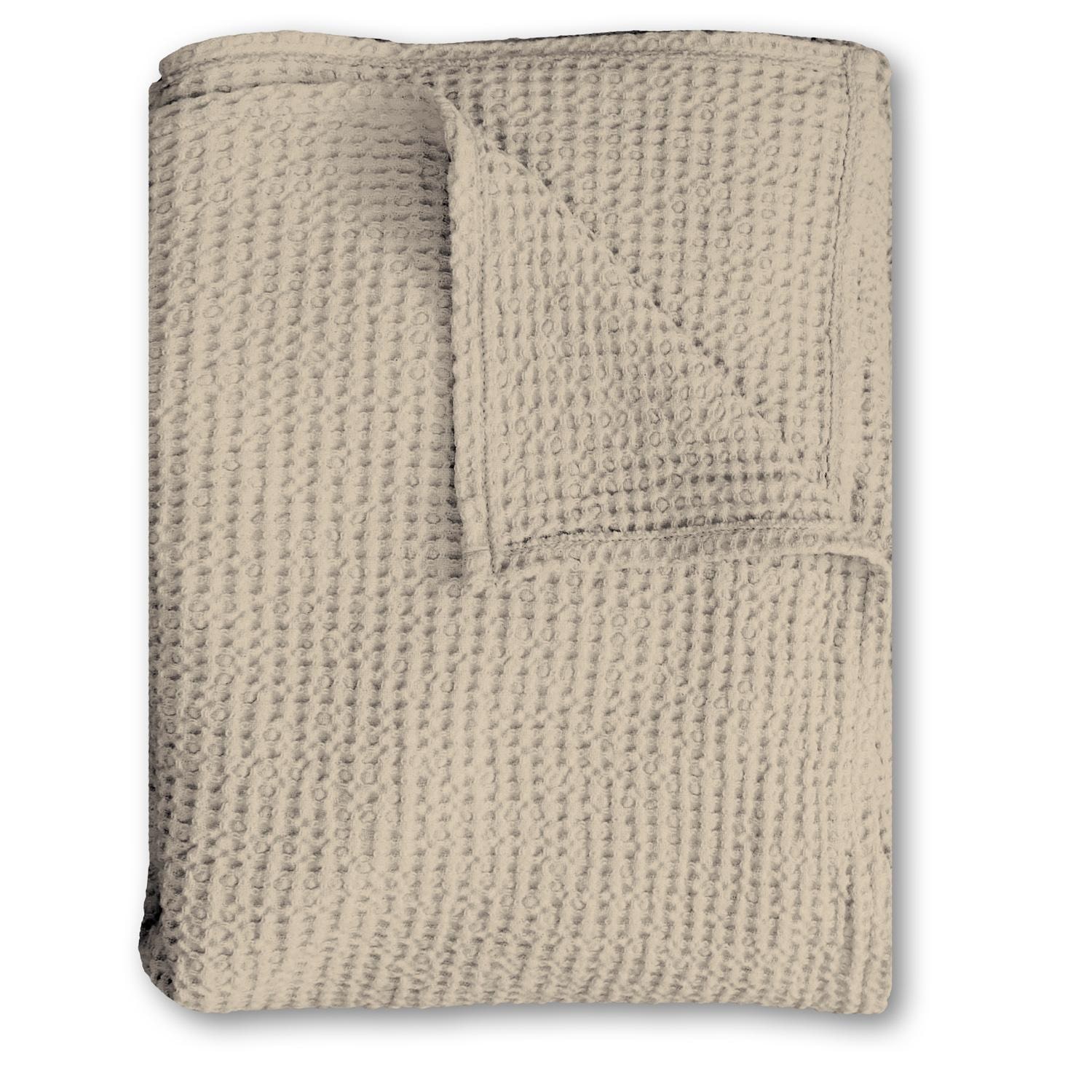 Puuvillainen vohvelipiqué peitto beige 150 x 200 cm