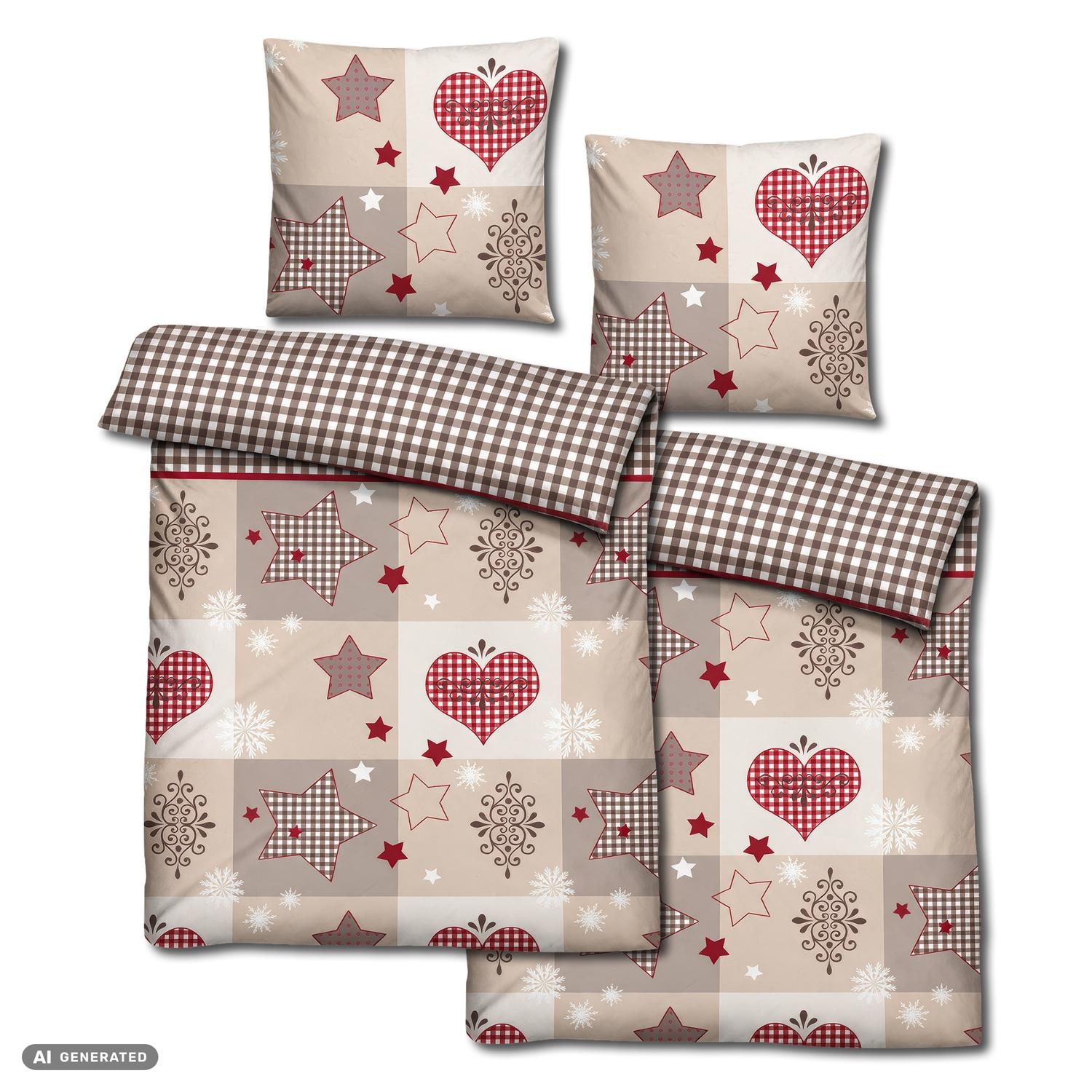 Set van twee stuks poly-katoenen flanellen beddengoed 140 x 200 cm + 70 x 90 cm