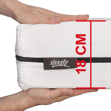 Sleezzz Superior taskujousipatja 90 x 200 cm, korkeus 18 cm, lujuusluokka H3 + patjanpäällinen / patjanpäällinen 90 x 200 cm