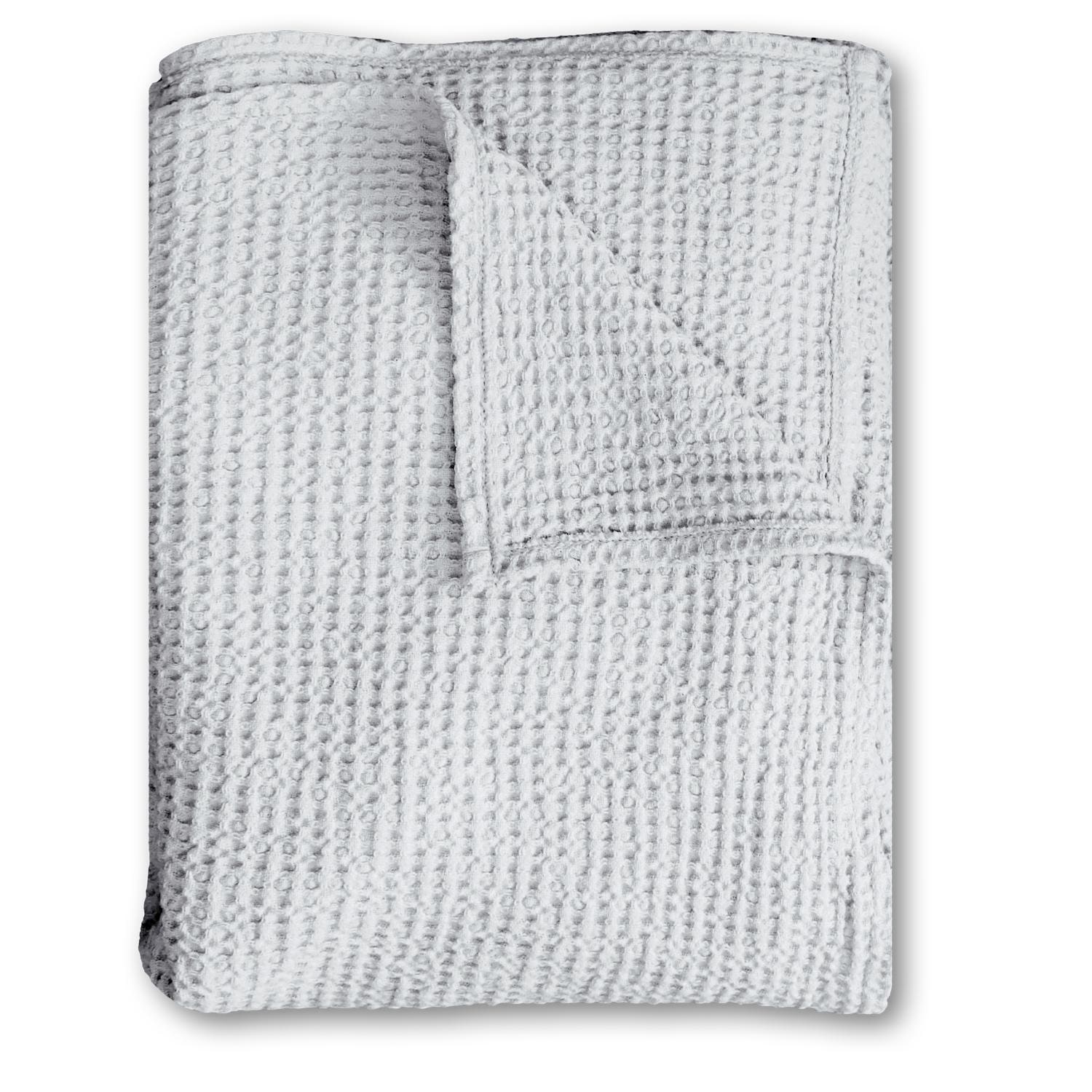 140 x 200 cm waffle piqué lightweight polycotton bedspread in the color light grey