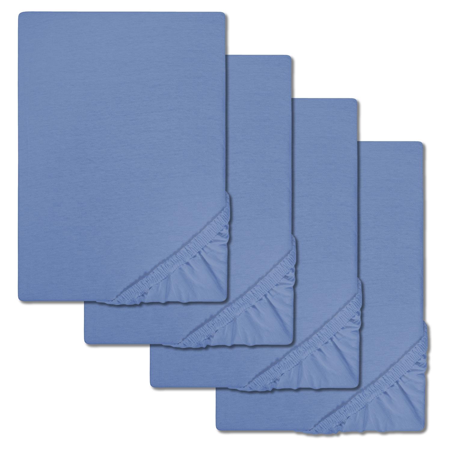 Sada 4 prostěradel CloudComfort Basic modrá 90 x 190 - 100 x 200 cm