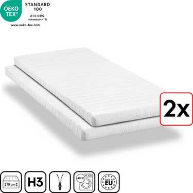 Comfort foam mattress K10 100 x 200 cm, height 10 cm, firmness level H3, twin set