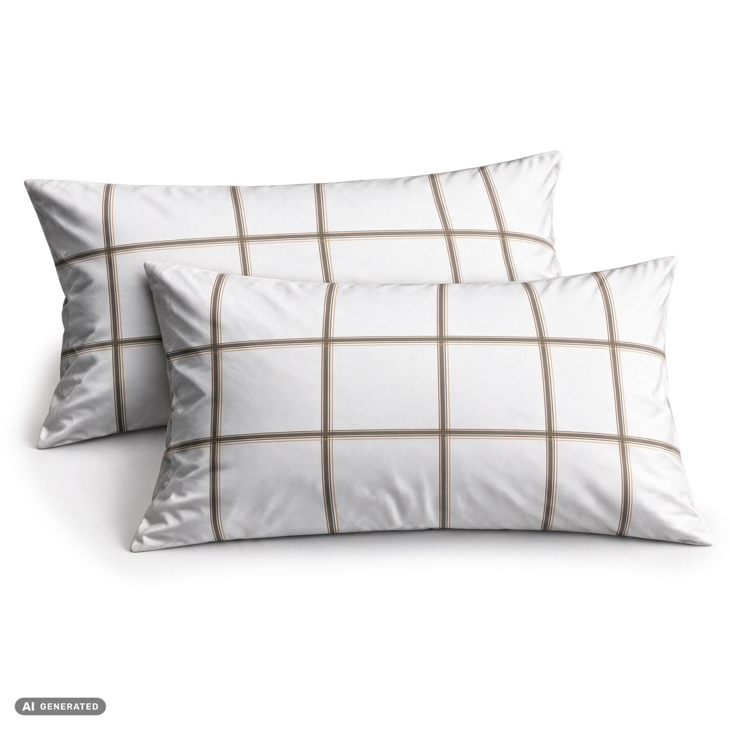 CloudComfort Basic Baumwoll Kissenbezug weiß kariert 2er-Set 40 x 80 cm