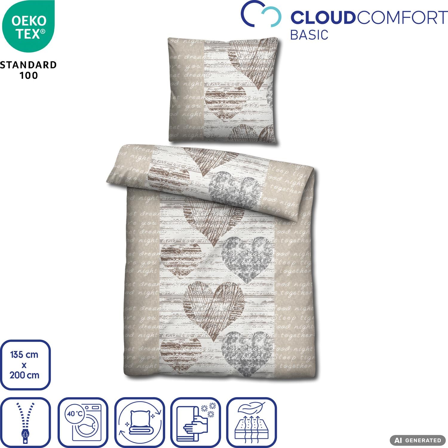 CloudComfort osnovni set posteljine od mikrovlakana (Srca) – 135 x 200 + 80 x 80 cm