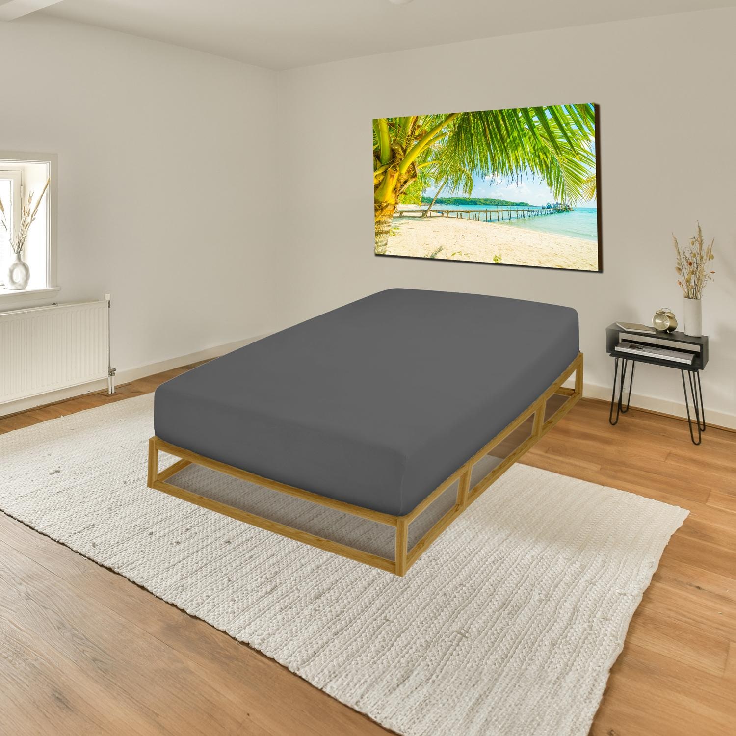 Im Schlafzimmer – Castell Jersey Spannbettlaken dunkeltaupe 90 x 190 - 100 x 200 cm