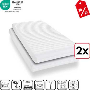 Cold foam mattress K16 80 x 200 cm, height 16 cm, firmness level H2/H3 Twin