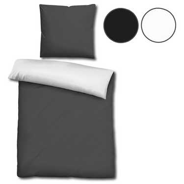 Double pack of CloudComfort Basic reversible bed linen black/white 155 x 220 + 80 x 80 cm