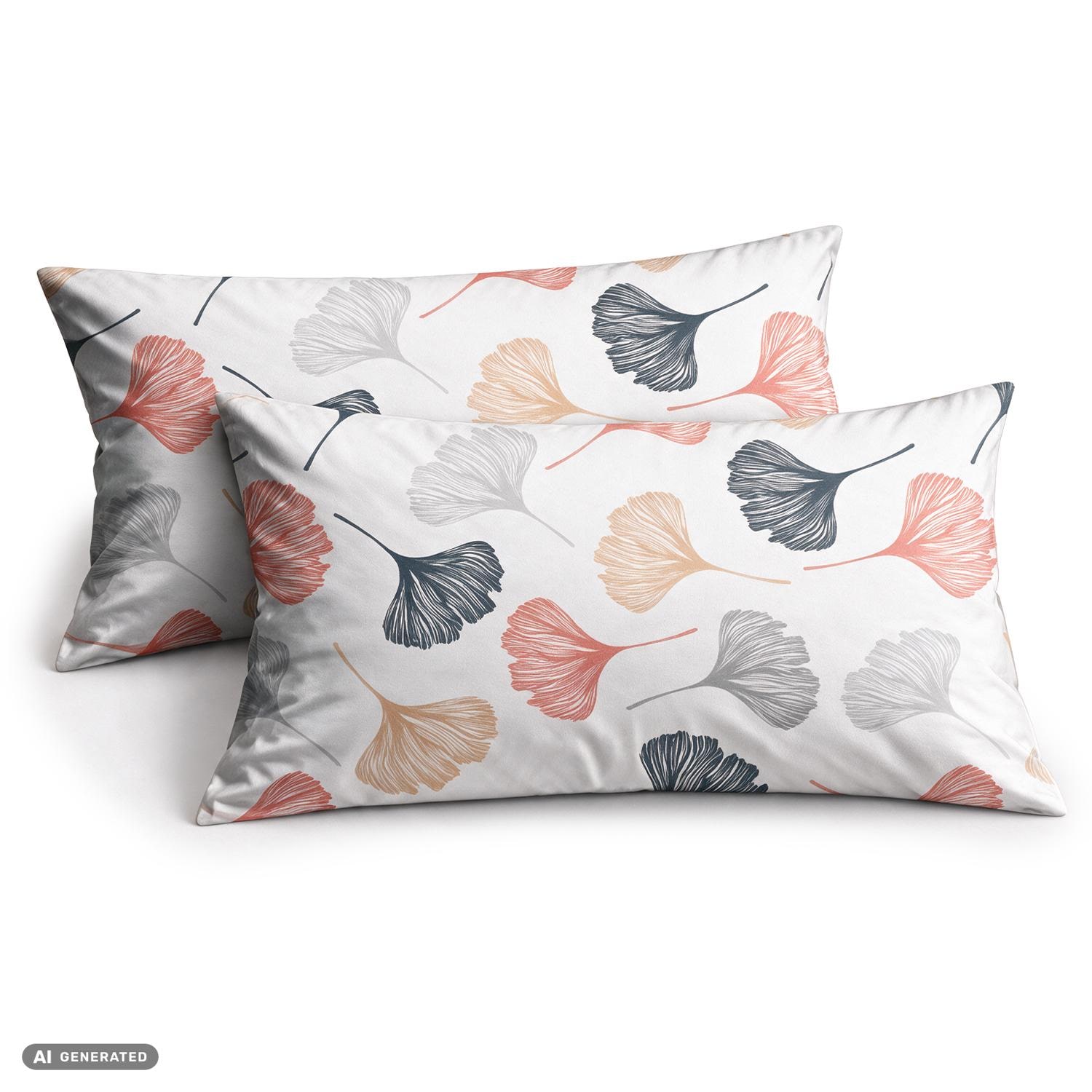 CloudComfort Basic Baumwoll Kissenbezug Blüten 2er-Set 40 x 80 cm