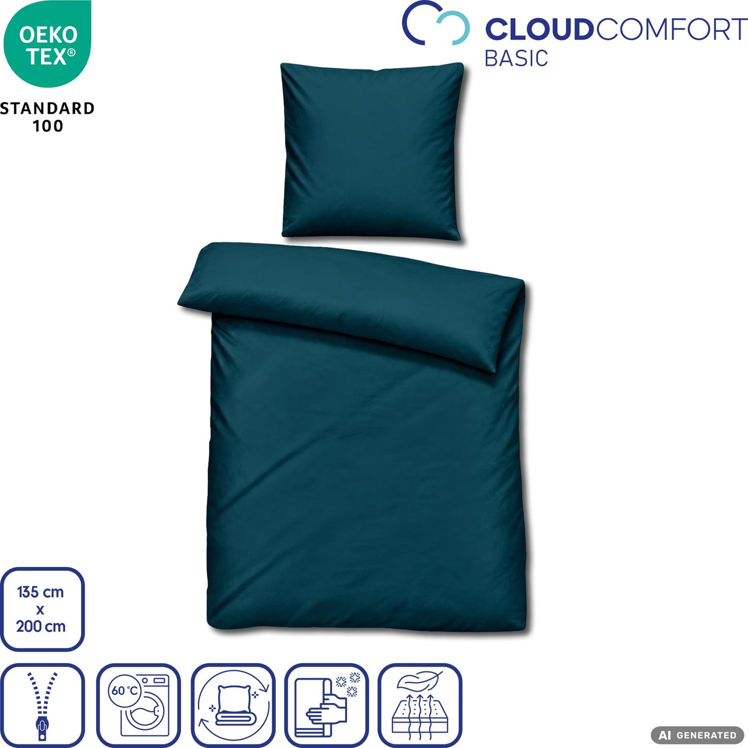 Linge de lit Cloud Comfort en satin Mako 135 x 200 cm + 80 x 80 cm