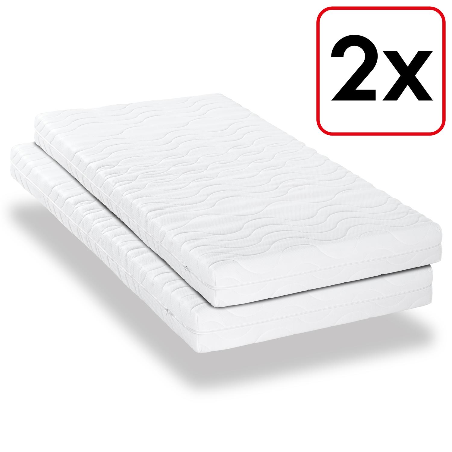 Doppelpack Premium 7-Zonen Matratze 90x200 cm CloudComfort, Höhe 15 cm, Härtegrad H2/H3, Twin-Set