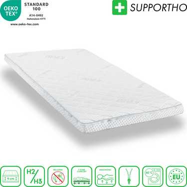 Supportho topper de spumă rece premium Supportho 100 x 200 cm H3, înălțime 9 cm, grad de duritate H3 cu husă antibacteriană