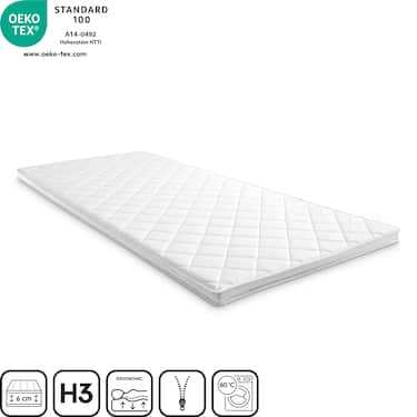 Komfortschaumtopper T6 90 x 200 cm, Höhe 6 cm, Härtegrad H3