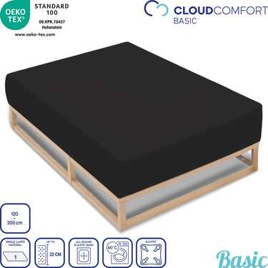 Sada 4 prostěradel CloudComfort Basic jersey stretch black 120 x 200 cm (4 kusy)
