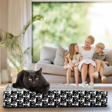 CloudComfort Basic folding mattress 70 x 195 cm with cat pattern, 10 cm high