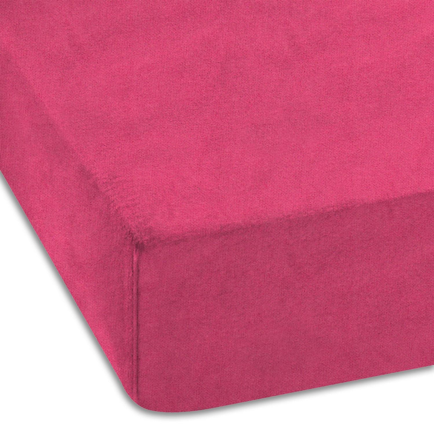 Prikaz – Set od 4 Setex fino flanelske navlake za madrac s elastikom, ružičaste, 90 x 200 cm