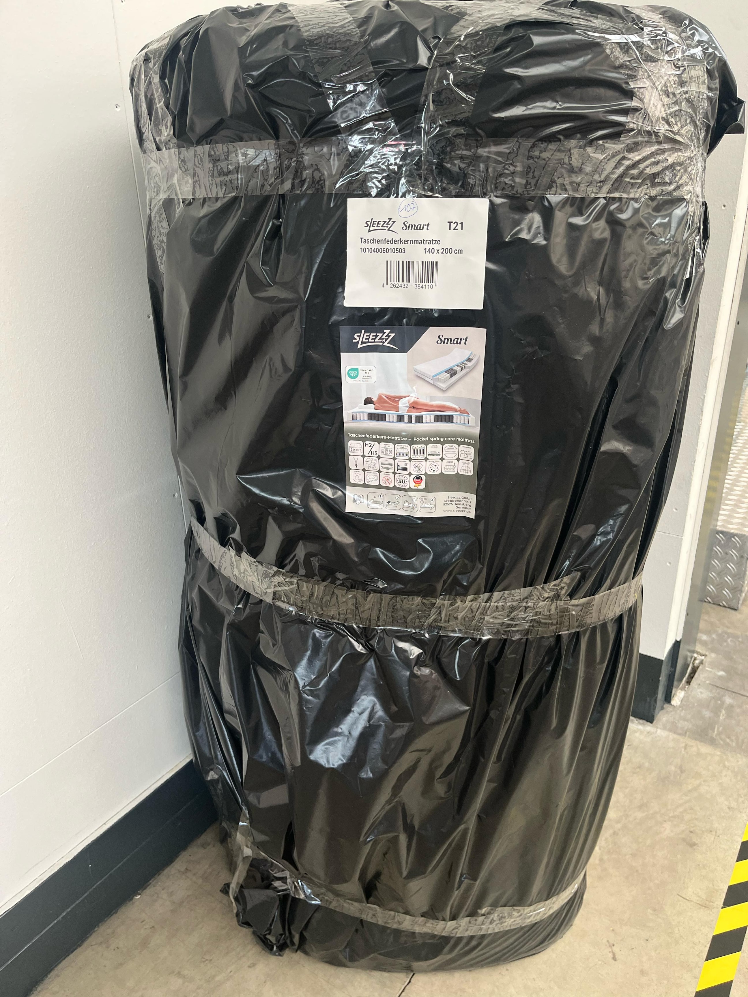 Reso online: materasso a molle insacchettate a 7 zone Sleezzz Smart, 140 x 200 cm, altezza 21 cm, grado di rigidità H2/H3