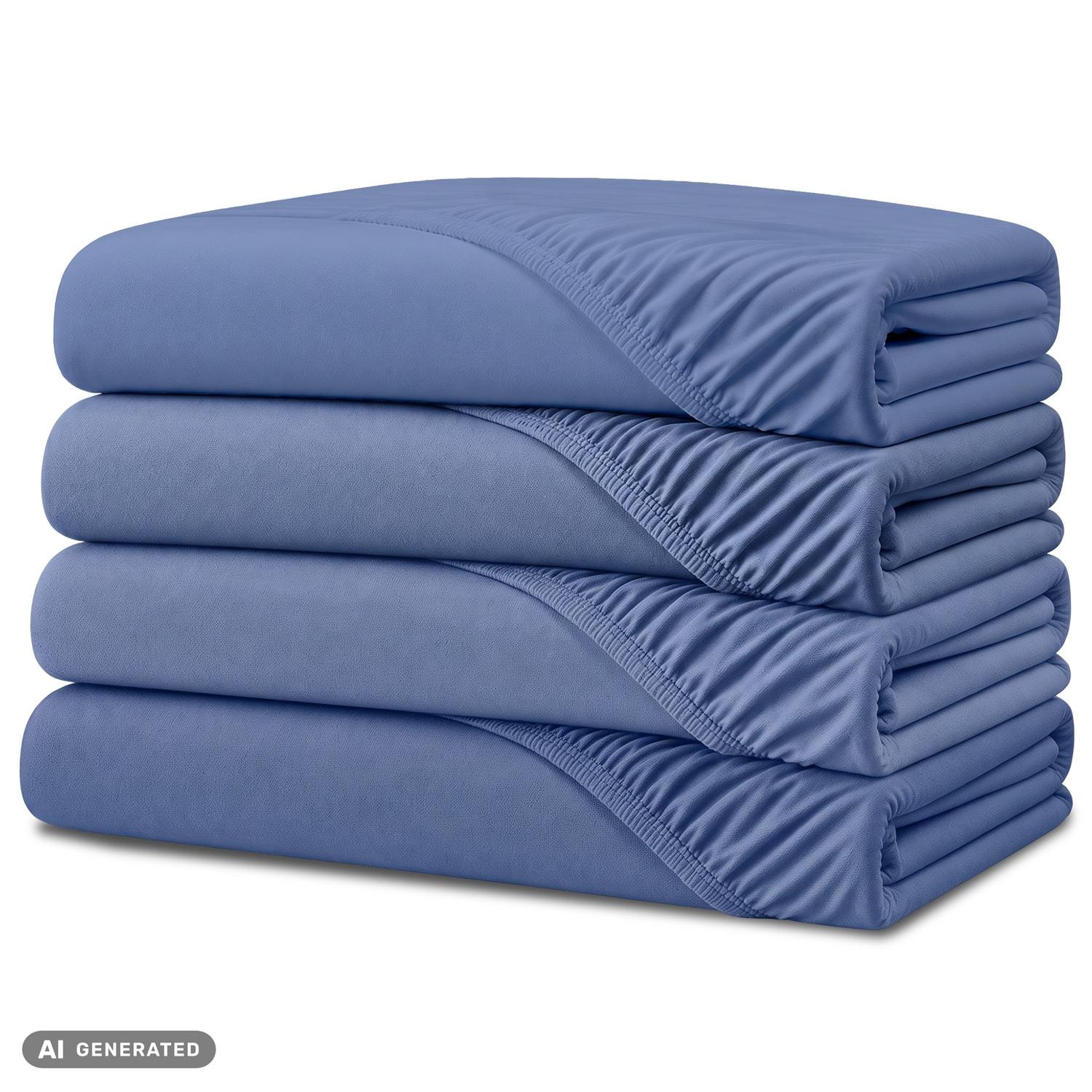 4er-Set CloudComfort Basic Spannbettlaken blau 90 x 190 - 100 x 200 cm