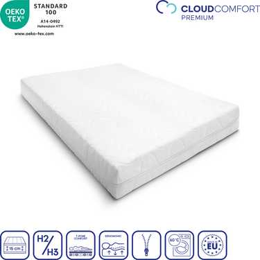 Premium 7-zone matras 120x200 cm CloudComfort, hoogte 15 cm, hardheidsniveau H2/H3