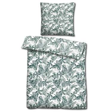 Doppelpack CloudComfort Basic Mikrofaser Bettwäsche grüne Blätter 135 x 200 + 80 x 80 cm