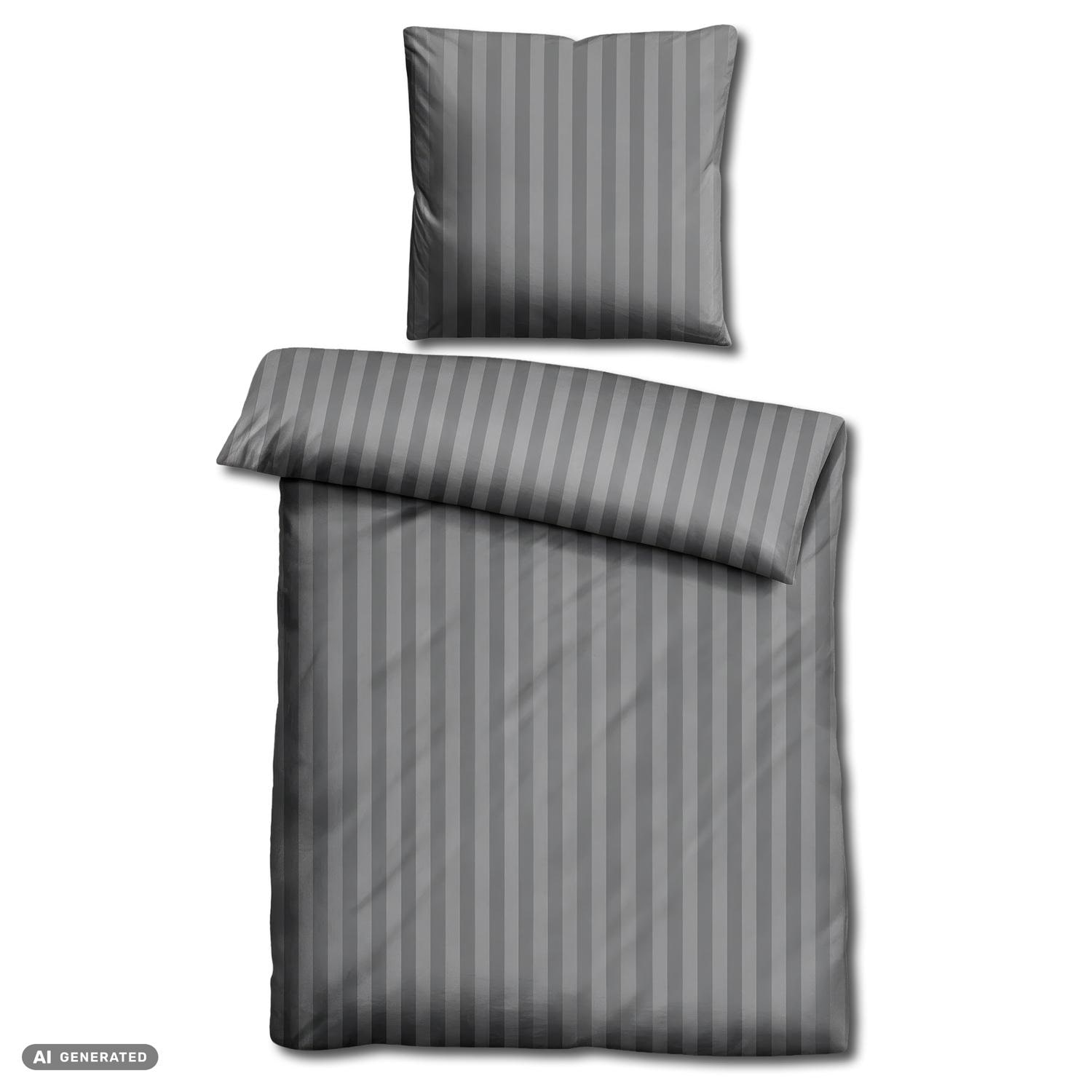 Cloud Comfort Mako Satin Bedding, Anthracite, 135 x 200 cm + 80 x 80 cm