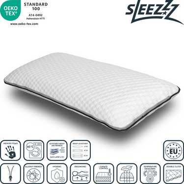 2 x Sleezzz Smart höhen- und härtegradverstellbares Kissen 33 x 75 cm