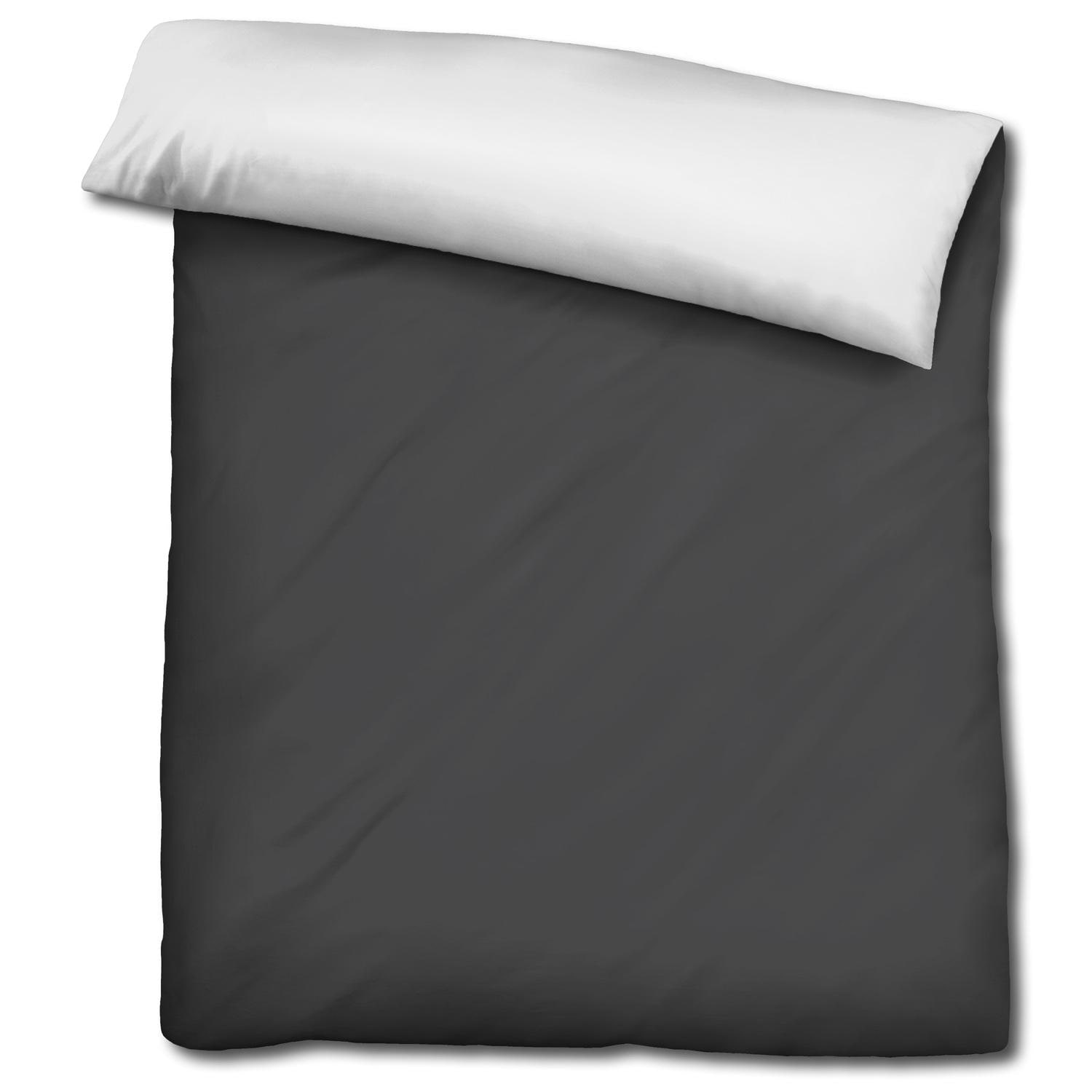 Double pack Sleezzz® Renforcé reversible bed linen dark gray/white 135 x 200 + 80 x 80 cm