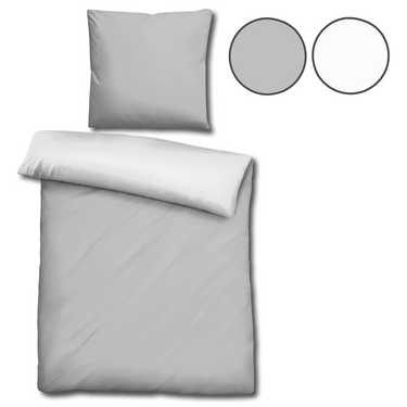 Double pack CloudComfort Basic reversible bed linen light gray/white 155 x 220 + 80 x 80 cm