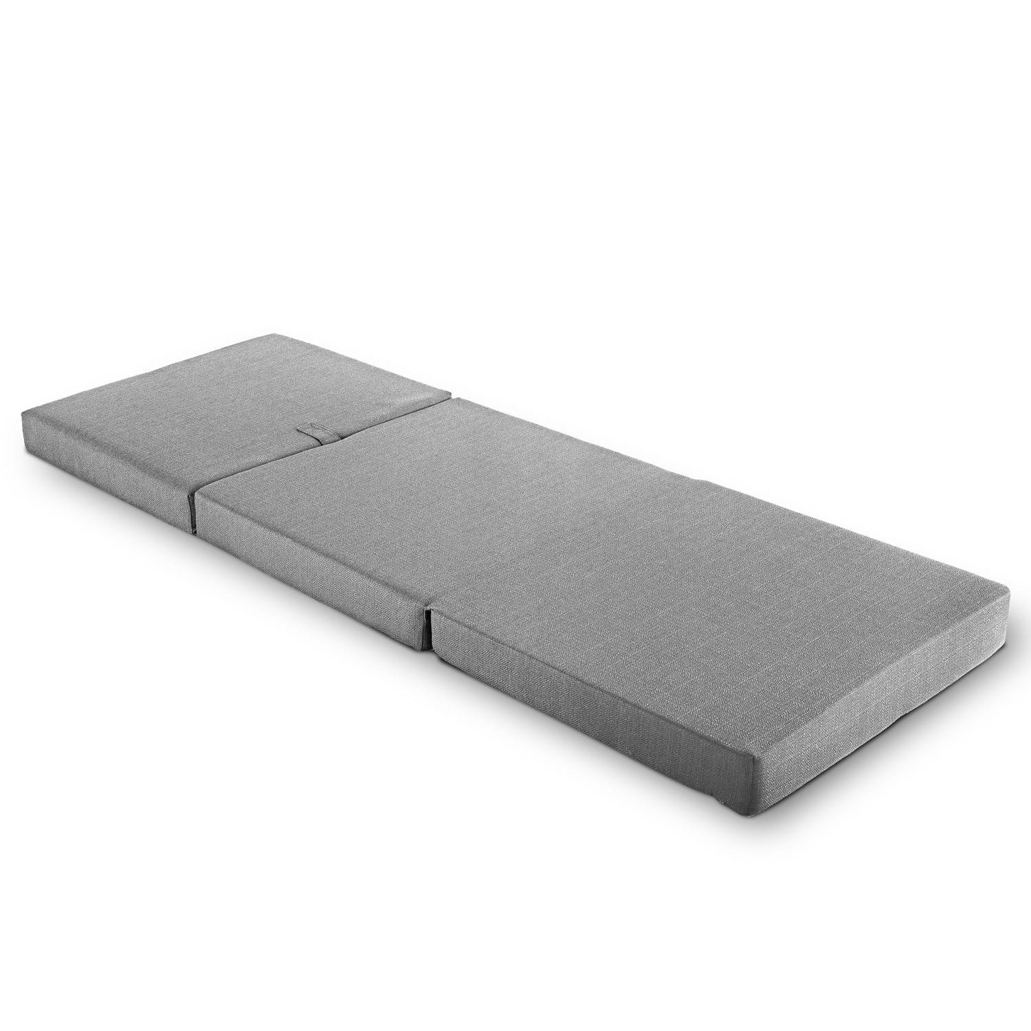 CloudComfort Premium opvouwmatras 70 x 195 cm, zilverkleurig, 10 cm dik, bekleed met meubelstof