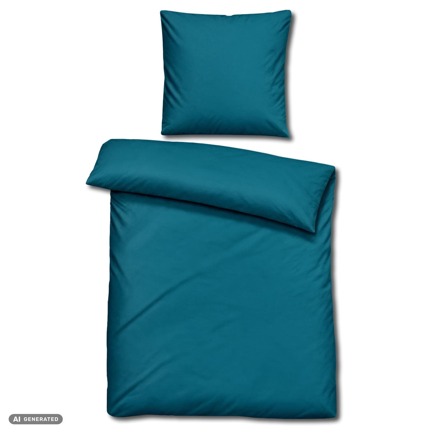 Conjunto duplo de roupa de cama CloudComfort Basic em microfibra, cor petróleo, 135 x 200 + 80 x 80 cm