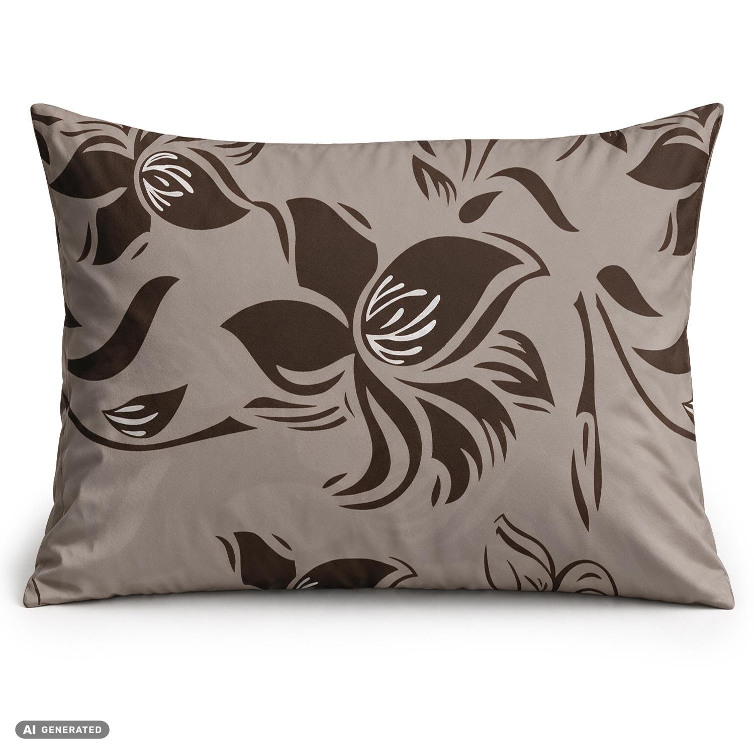 CloudComfort Basic Baumwoll Kissenbezug taupe/weiß 2er-Set 70 x 90 cm