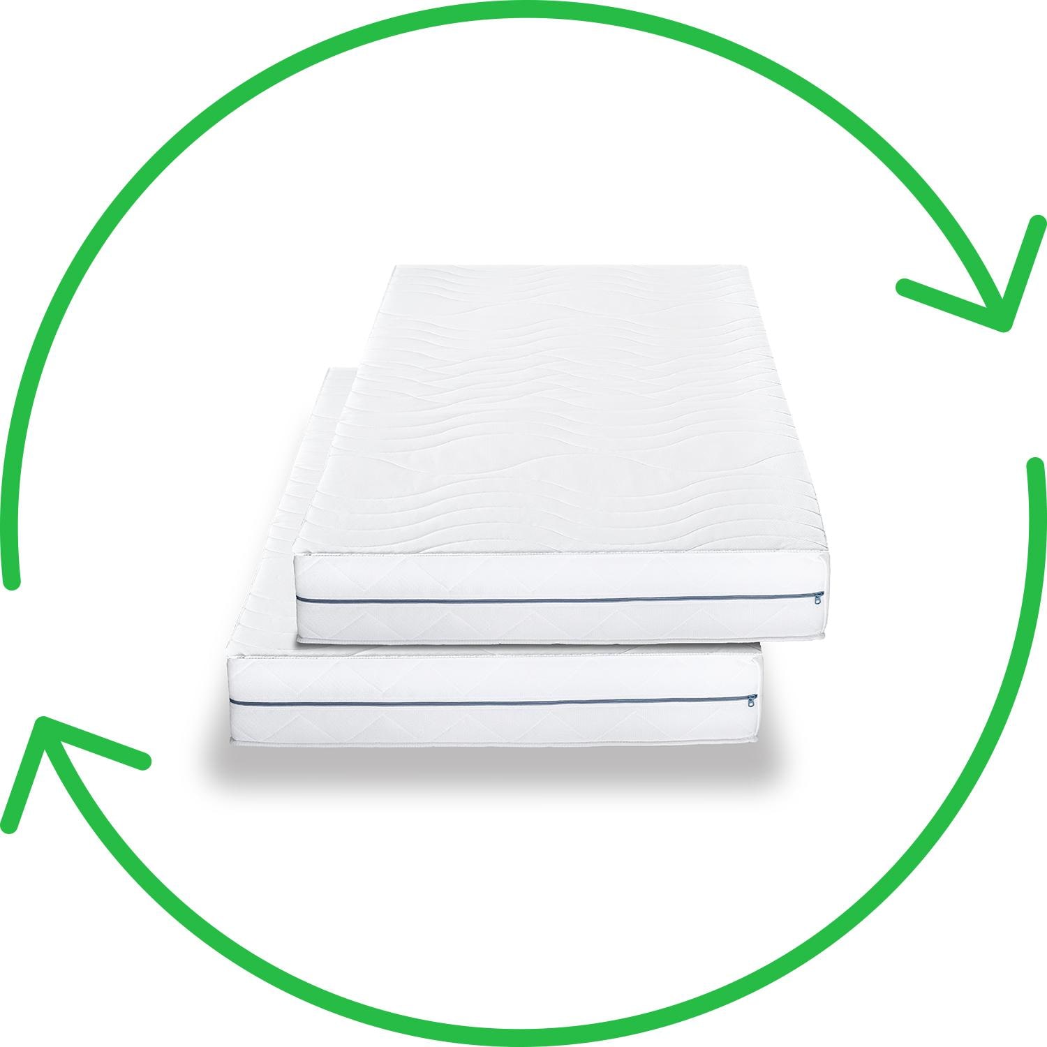Doppelpack ergonomische Matratze 90x200 cm 7-Zonen Supportho Premium, Höhe 18 cm, Härtegrad H2/H3, Twin-Set