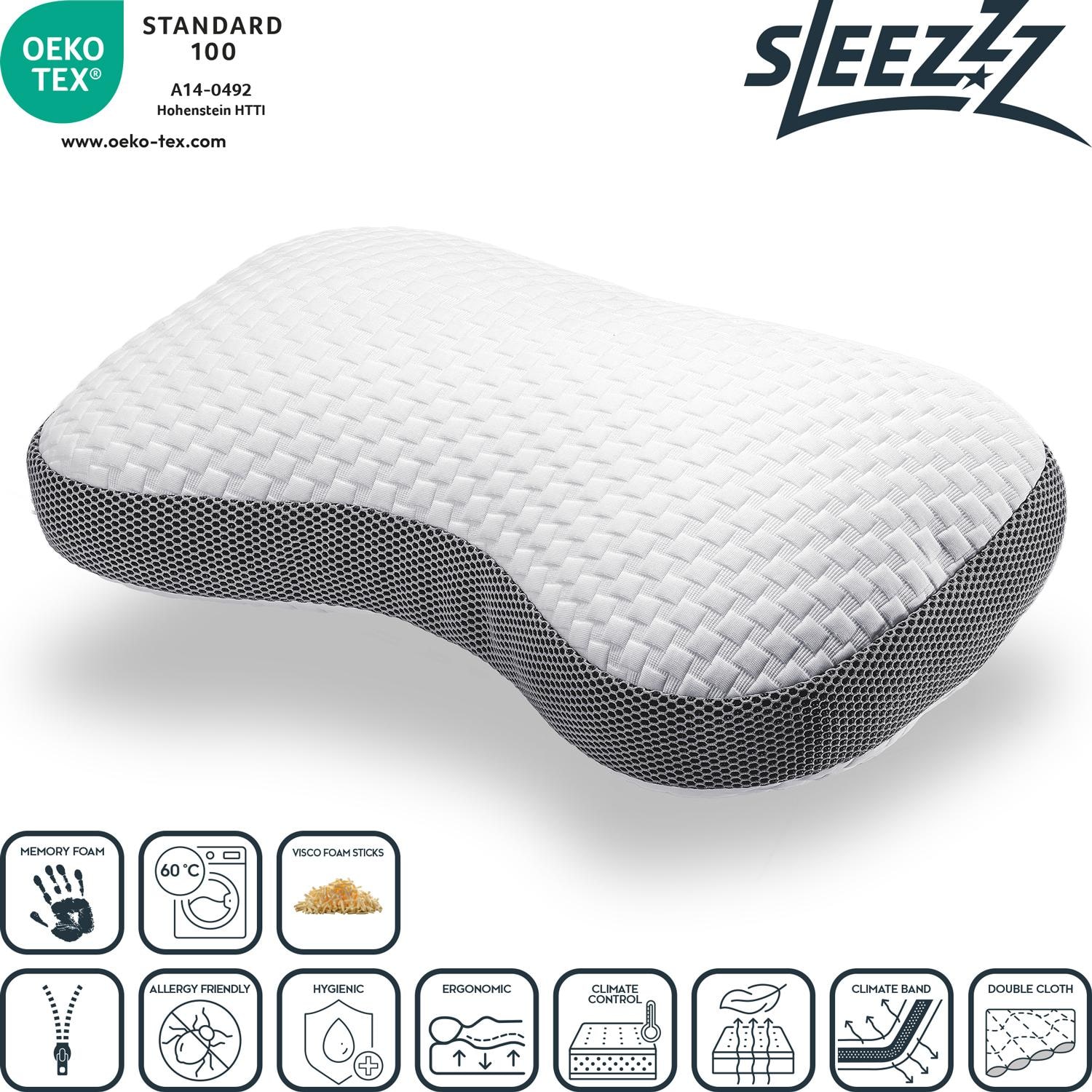2 adet Sleezzz Premium Viskoelastik Kontur Yastık, Kelebek Desenli, 36 x 60 cm, cilde dost çift katlı kumaş kılıflı