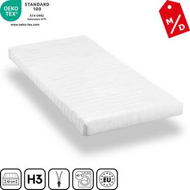 Matelas mousse confort K10 80 x 200 cm, hauteur 10 cm, degré de fermeté H3