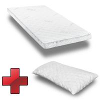 Supportho premium topper ze studené pěny 80 x 200 cm H3, výška 9 cm, stupeň tvrdosti H3 s antibakteriálním potahem + polštář CloudComfort Basic s gelovými vločkami 40 x 80 cm